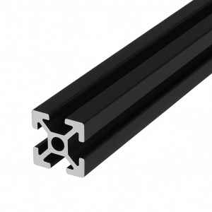 Perfil de alumínio anodizado preto 20x20 4 rasgos