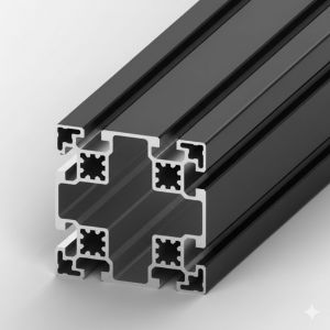 Perfil de alumínio anodizado preto 90x90 8 rasgos