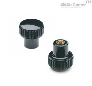 B.259-B Manípulos recartilhados casquilho de latão, furo roscado