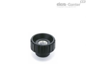 BT-SST-FP Manípulos canelados casquilho em aço inoxidável, furo passante roscado