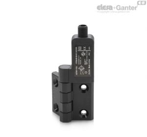 CFSQ-C-A-D-EA Hinges with built-in safety switch Axial connector, microswitch on the right, starting angle -90°