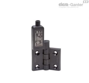 CFSQ-C-A-S-IP69K Dobradiças com interrutor de segurança incorporado Conector axial, microinterruptor à esquerda