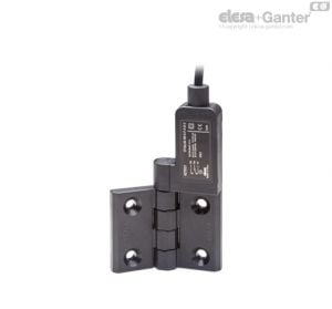 CFSQ-F-A-D Hinges with built-in safety switch Axial cable, 2 or 5 m length, microswitch on the right, starting angle 0°