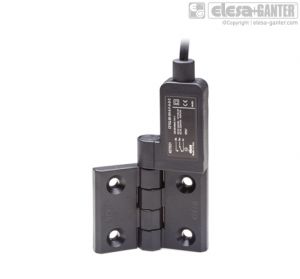 CFSQ-F-A-D Hinges with built-in safety switch axial cable, 2 or 5 m length, microswitch on the right