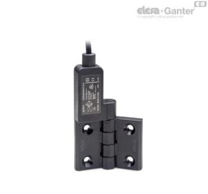 CFSQ-F-A-S Hinges with built-in safety switch Axial cable, 2 or 5 m length, microswitch on the left, starting angle 0°