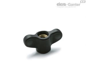 CWN-FP Wing knobs Brass boss, threaded pass-through hole