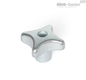 DIN 6335-GG-ZB Manípulos de mão em Ferro Fundido, Zincado, Passivado Azul