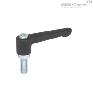 GN-302.2 Flat Adjustable Hand Levers Threaded Stud Steel Zinc Plated