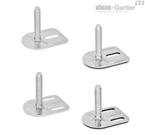 GN 43-V/VK Leveling Feet With / without nut, external hex at the top and wrench flat at the bottom