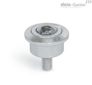 GN 509.5-S-B Deslizador de bola Carcaça de aço, com colar