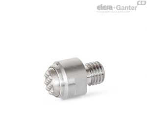 GN 709.15-RH Aço inoxidável - Base de fixação Face de contato serrilhada, com esfera de metal duro