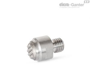 GN 709.15-RRH Stainless Steel-Clamping pads Serrated contact face, with automatic return, with hard metal ball