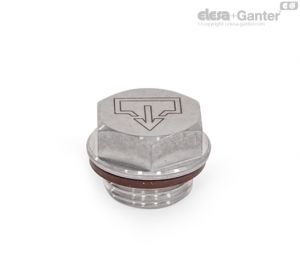 GN 742.5-A Stainless Steel Threaded Plugs With DIN drain symbol