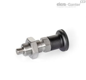 GN 818-BK Stainless Steel-Indexing plungers without rest position, with Plastic-Knob, with lock nut