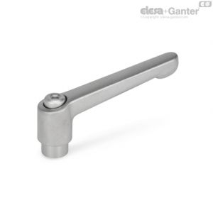 GN 300.5 Alavancas de Mão Ajustáveis de Aço Inoxidável com Bucha