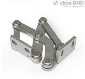 GN 7233-R Dobradiças de articulações múltiplas de aço inoxidável com peça de ângulo de fixação, direito
