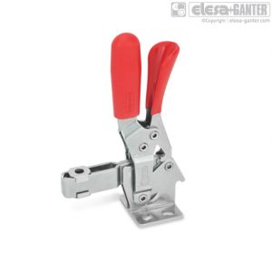 GN 810.3-NI Vertical acting toggle clamps stainless steel, operating lever vertical, with safety hook, with horizontal mounting base