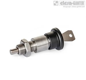 GN 814-AK Stainless Steel-Indexing plungers front locking, with lock nut