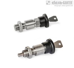 GN 814-EK Stainless Steel-Indexing plungers front and rear locking, with lock nut