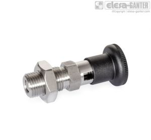GN 818-CK Stainless Steel-Indexing plungers with rest position, with plastic-knob, with lock nut