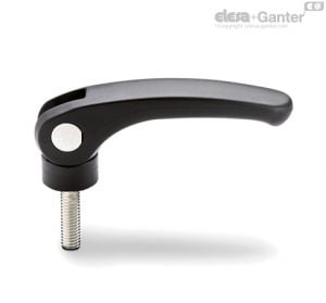 LAC-p Cam clamping levers Without adjustable ring-nut, rotating pin with zinc-plated steel threaded stud