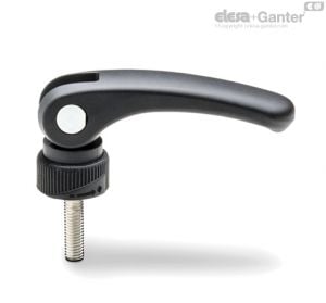 LAC-p-R Cam clamping levers With adjustable ring-nut, rotating pin with zinc-plated steel threaded stud