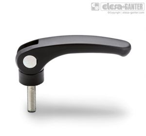 LAC-p Cam clamping levers without adjustable ring-nut, rotating pin with zinc-plated steel threaded stud