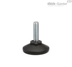 LX-AS Pés niveladores, haste fixa Aço zincado, base com disco anti-derrapante