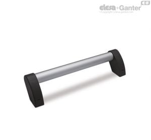 M.1053-AN-BK Offset tubular handles Anodised aluminium tube, handle shanks in black colour