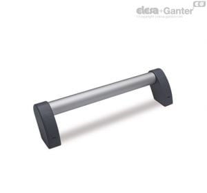 M.1053-AN-GR Offset tubular handles Anodised aluminium tube, handle shanks in grey colour.