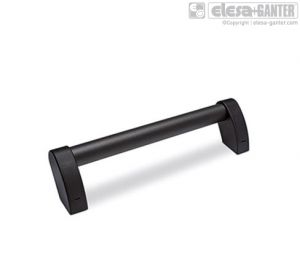 M.1053-EP Offset tubular handles aluminium tube with epoxy resin coating, technopolymer shanks in black colour