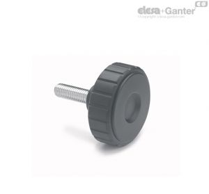 MBT-p-SOFT Fluted grip knobs Zinc-plated steel threaded stud