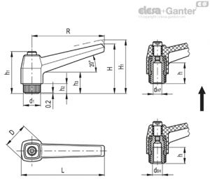 MR.80 A-8-C9 Adjustable handles Black-oxide steel boss, plain or threaded hole