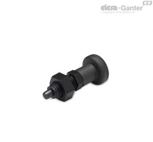 PMT.100-AK Posicionadores Plunger de aço com óxido preto, com porca de travamento