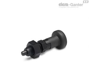 PMT.101-AK Posicionadores Plunger de aço com óxido preto, com porca de travamento