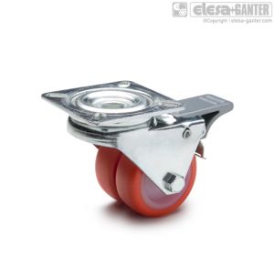 RE.C6-SBF-G Twin castors for the general public with steel bracket turning plate bracket, with brake