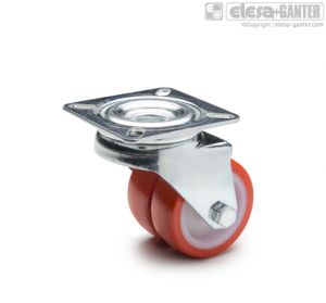RE.C6-SBL-G Twin castors for the general public with steel bracket turning plate bracket, without brake