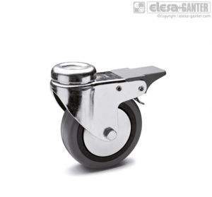 RE.C7-FBF Castors for the general public with steel bracket turning plate bracket and centre pass-through hole, with brake