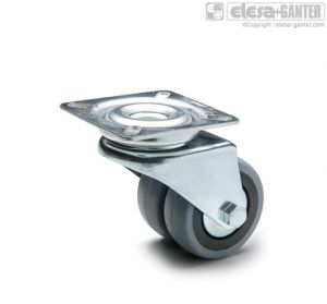 RE.C7-SBL-G Twin castors for the general public with steel bracket turning plate bracket, without brake