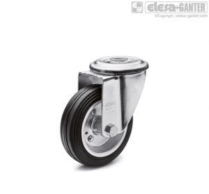 RE.E3-FBL-N Castors with steel bracket turning plate bracket and centre pass-through hole, without brake