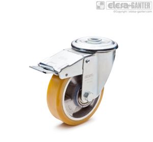RE.F5-FSF-N Castors with steel bracket turning plate bracket and centre pass-through hole, with brake