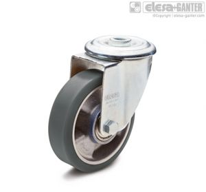 RE.F5-FSL-N-ESD Castors with steel bracket turning plate bracket and centre pass-through hole, without brake