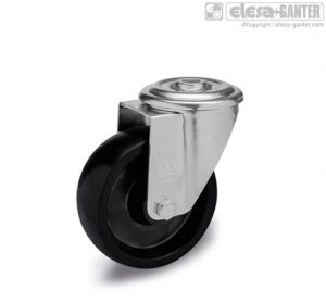 RE.F7-FBL-N-HT Castors turning plate bracket and centre pass-through hole, without brake, steel