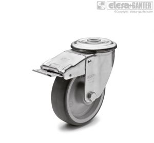 RE.G1-FBF-N Castors turning plate bracket and centre pass-through hole, with brake, steel