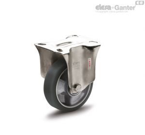 RE.F5-PXL-SST-N-ESD Castors with stainless steel bracket Fixed plate bracket, without brake