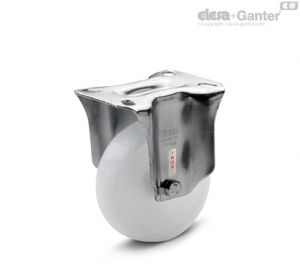 RE.F8-PBL-SST-N Monolithic castor wheels with stainless steel bracket Fixed plate bracket, without brake