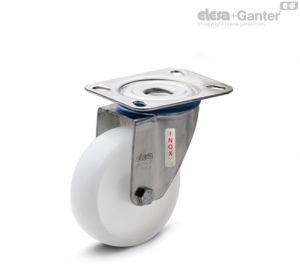 RE.F8-SBL-SST-N Monolithic castor wheels with stainless steel bracket Turning plate bracket, without brake
