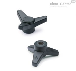 VB.639/63 A-6 Three-arm knobs Black-oxide steel boss, plain blind hole