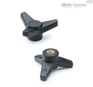VB.639-B Three-arm knobs Brass boss, threaded blind hole