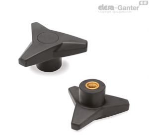 VB.839-B-SOFT Three-arm knobs Brass boss, threaded blind hole